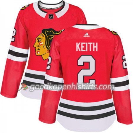 Chicago Blackhawks Duncan Keith 2 Adidas 2017-2018 Rood Authentic Shirt - Dames